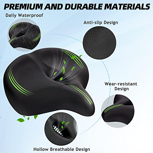 Cdywd Oversized Bike Seat For Men & Women Comfort - Extra Wide Soft Cushion Bicycle Seat Comfortable Replacement - Large Padded Bike Saddle For Exercise, Spin, Stationary, Cruiser, Road Bike Or Ebike #TOP2