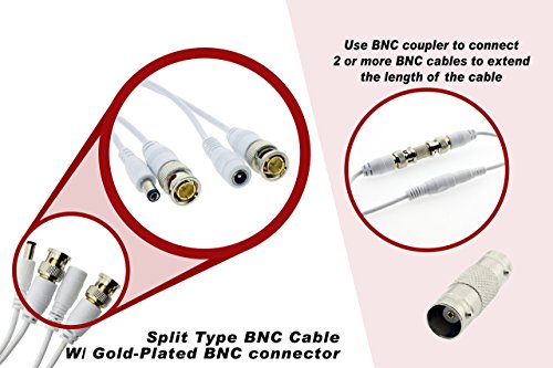 Crystal Vision Premium 1080P Hd Bnc Cctv Surveillance Security Camera Combo Cable Premade Siamese W/Coupler For Samsung, Lorex, Swann, Q-See, Defender, Amcrest, Zosi, Kguard, Etc, 60' #TOP4