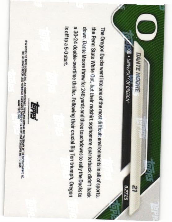 DANTE MOORE 2025 Bowman University Now Football #21 GOLD FOIL PARALLEL Rookie Card RC #09 of only 50 Made! Oregon Ducks