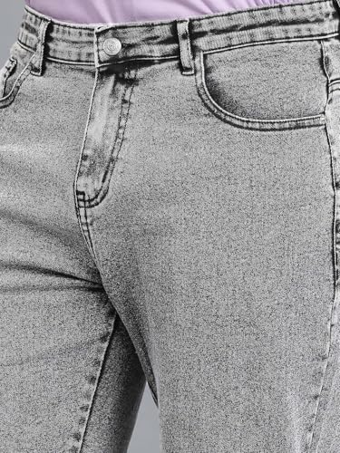 Image of KOTTY Men's Baggy Straight Fit Denim Jeans Washed Wide Leg Urban Fashion Comfortable Trendy Style
