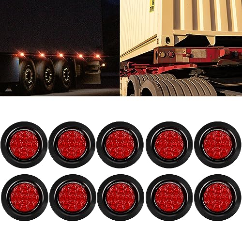 FSBCGT 10PCS 2.5" Inch Round Red Trailer LED Side Marker