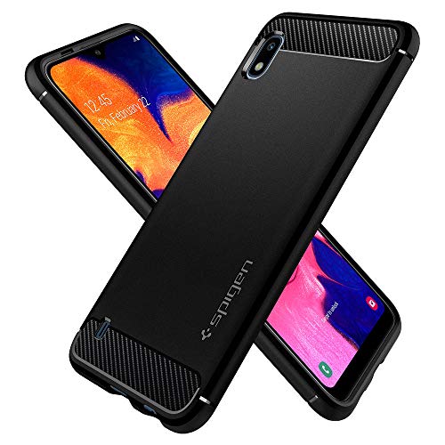 Image of Spigen Rugged Armor | Samsung Galaxy A10 Case [Air Cushion Protection] [Flexible] Galaxy A10 Back Cover | TPU - Matte Black