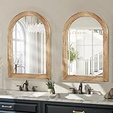 LOSOUR 2 Pack Arched Mirror, Farmhouse Decor Solid Wood Frame Wall Mirror, Vintage Bathroom Mirrors or Bathroom, Living Room,Bedroom, Entryway, Hallway,Foyer (Brown, 2 Pack-30 L x 20' W)