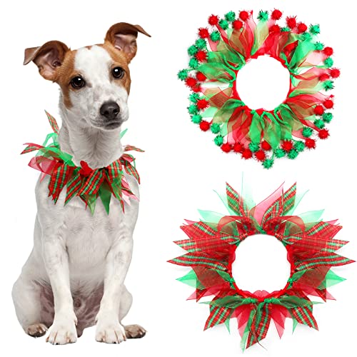 cyeollo 2 Pack Dog Costume Elastic Fancy Holiday Collars Ornaments for Pet Party Accessory Costume for Small Dogs Cats