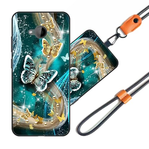 JEZSTHAI Funda Compatible con HTC U11 Life Carcasa de Silicona Suave con Correa Colgante Correa de Cuello Cordón para Movil,Anti-Choque Protección Case con Patrón.Patrón*A04