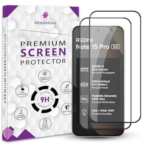 Image of Premium Tempered Glass Screen Protector Guard For Redmi Note 15 Pro 5G (6.83 Inch, Pack of 2) | Edge to Edge Coverage With Easy to installation kit