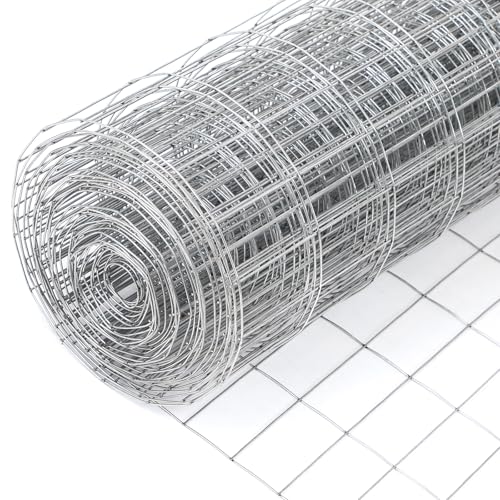 Galvanized Welded Wire Fence, 6Ft x 50Ft 15GA Garden Chicken Wire Fence Roll, Wire mesh Fence Size 2" x 4" Metal Fencing, Ideal for Animal Enclosures, Property Protection, Garden Fence, Rabbit Fence