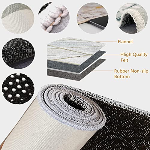 Abstract Orange Gray Modern Wavy Line Area Rug, White Moire Geometric Art Soft Washable Carpet, Indoor Decorative Rug With Non-Slip Backing For Living Room Bedroom 3Ftx2Ft #TOP4