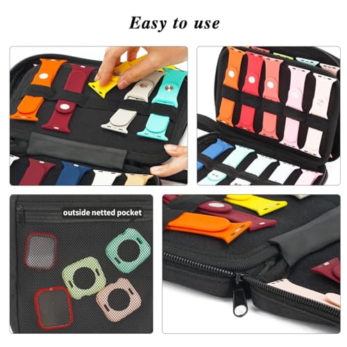 Image of PACMAXI 20 Watch Bands Storage Carrying Case Compatible with Watches,Expandable Watch Band Holder Stores 20 Watch Bands Fit for Most Sizes of Watch Straps,Organizer for Watch Bands, Bag Only