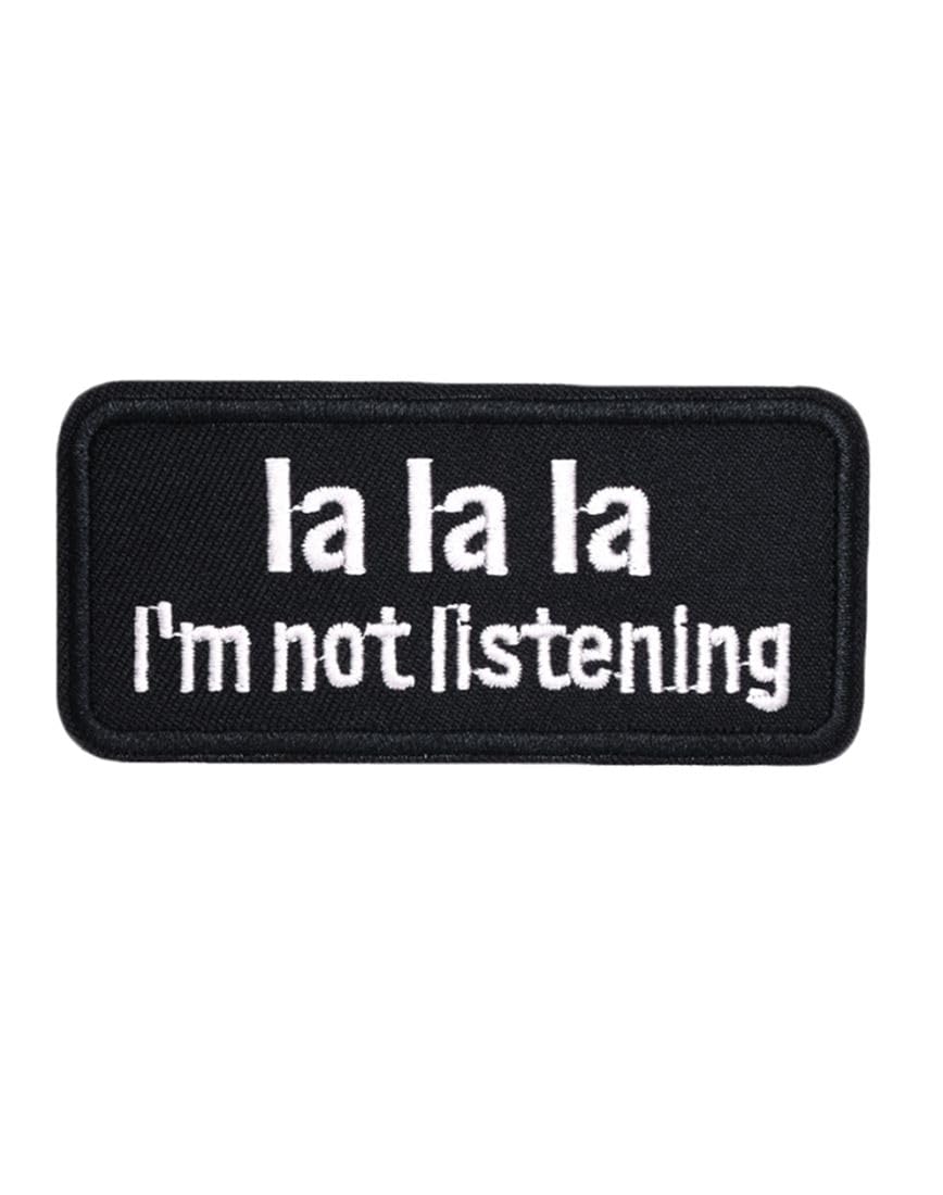 Ruoming 1 PCS La La La I`m Not Listening Patch Embroidered Funny Badge Applique Iron On Sew On Emblem