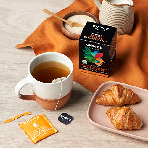 Choice Organics - Organic Decaffeinated English Breakfast Tea (1 Pack) - Fair Trade - Compostable - 16 Organic Black Tea Bags #TOP2