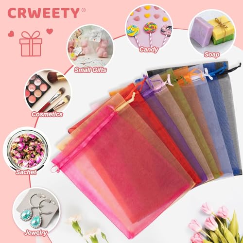 Image of Crweety 50 Pack White Organza Bags 8x12 Inch, Small Mesh Gift Bags for Jewelry Sachet, Elegant Small Mesh Bag Drawstring for Candy Wedding Party Favor, Bridal Shower, Baby Shower & Graduation