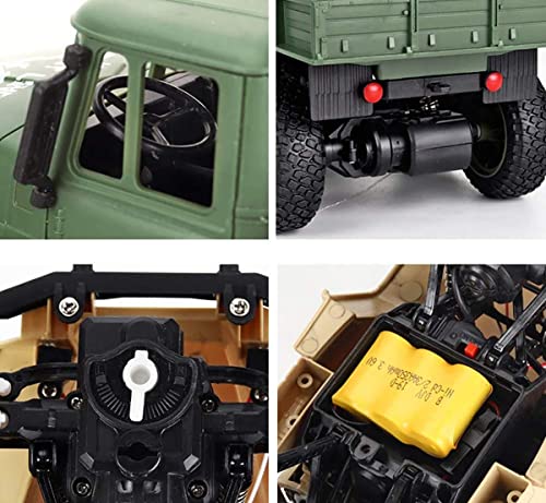 Image of Magicwand 1:16 Scale R /C Rechargeable 4 Wheel Drive Off-Road US Military Truck with LED Headlights【Pack of 1】【Military or Brown】