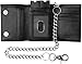 Men's Cow Leather (Snake Texture) 112- Black R.F.I.D Safe Identity Theft Protection Trifold Steel Chain Wallet Biker Motorcycle Trucker's in Gift Box