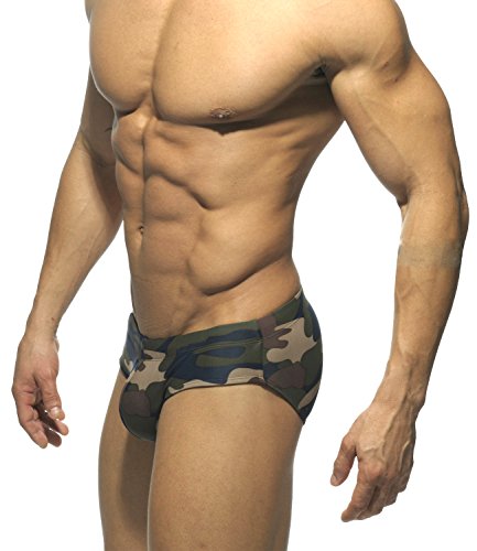 image for MIZOK Men's Ployester Camo Swimsuit Bikini Briefs with Adjustable Draw