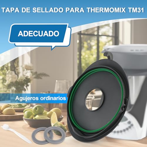 Miniatura 2 de Tghongky Tapa De Olla Para Thermomix Tm31 Tapa Robot De Cocina Accesorios Para Thermomix Tm31 Buen Efecto De Sellado Para Evitar Fugas Incluye Cepillo De Limpieza