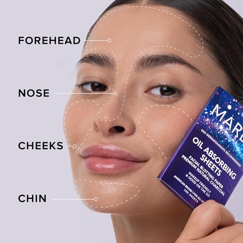 maree oil blotting sheets for face 100 sheets - mineral blotting papers for face with bamboo charcoal - maximum absorption amp shine control - makeup-friendly wipes for oily skin