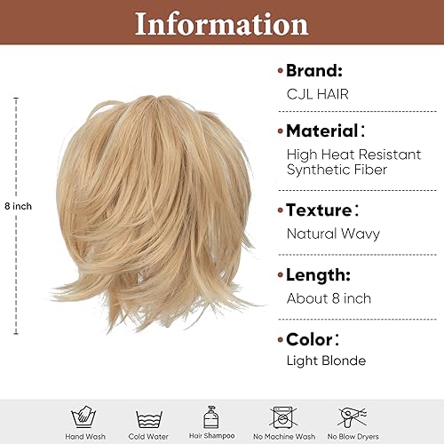CJL HAIR Claw Clip Short Ponytail Hair Extensions Bendable Metals Messy Bun Hair piece Straight Fake Hairpieces - Image 2