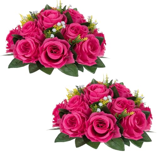 Image of NUPTIO Flower Ball for Table Centerpieces: Hot Pink Artificial Rose