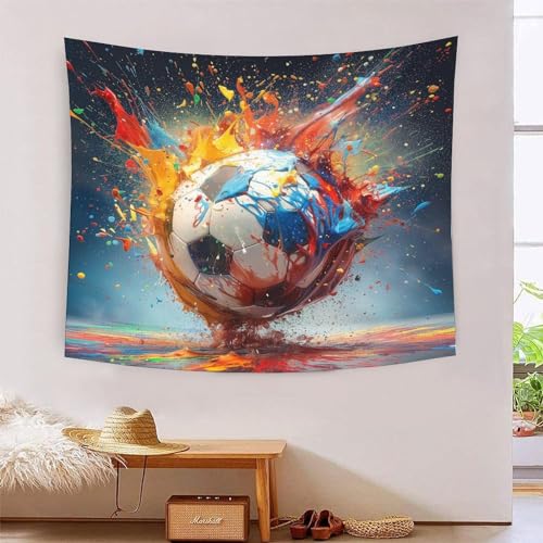 Poster textile football 3D en polyester doux de 150 cm x 200 cm