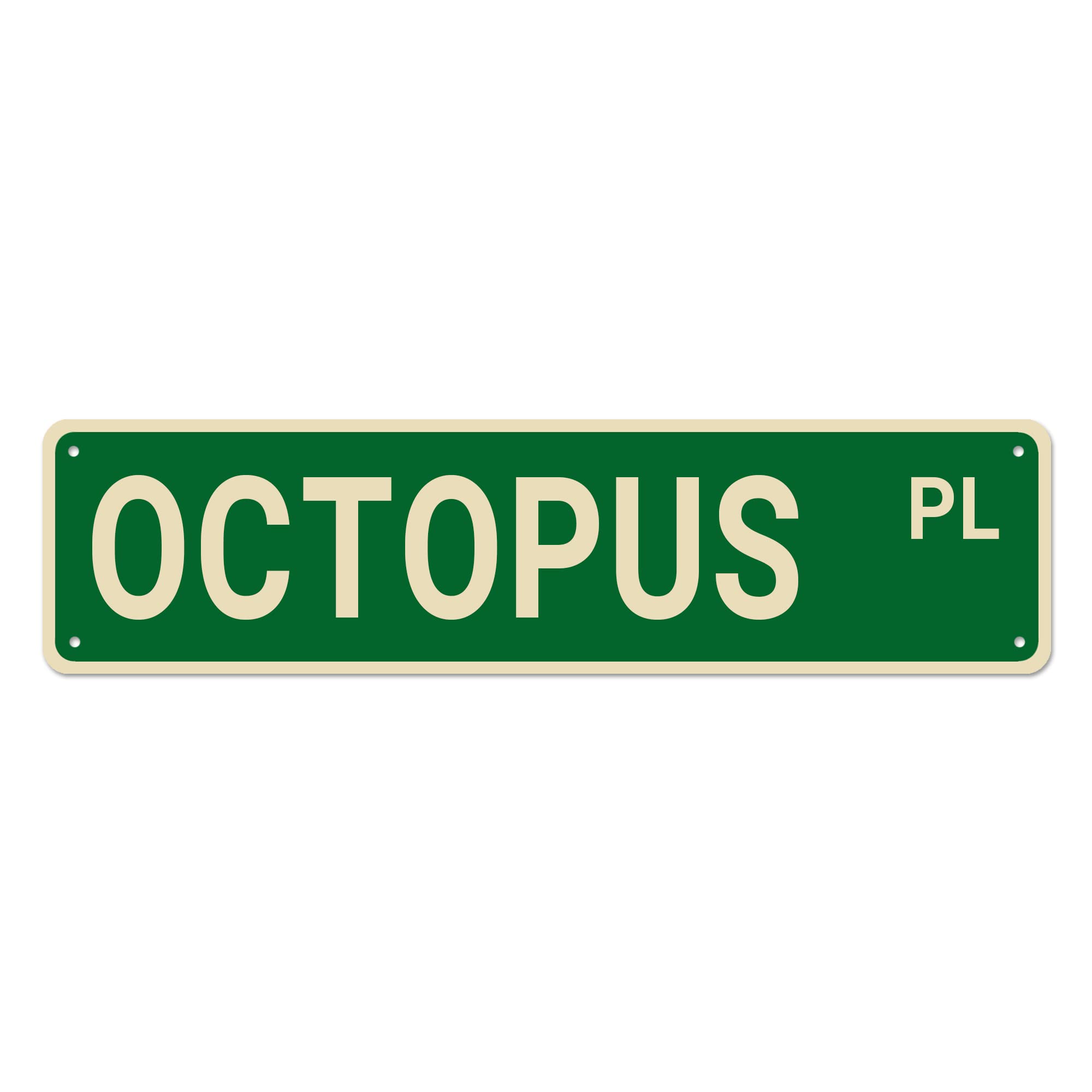 peiyeety Vintage Metal Tin Sign Octopus Place Street Sign, Retro Wall Decor for Home, Bar, Garage, Cafe, Man Cave, Aquarium, Ocean Decor, Rustic Wall Art for Indoor and Outdoor Decoration, 4x16 Inch
