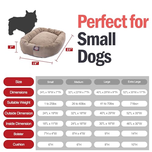 Image of Majestic Pet Villa 24 Inch Shredded Memory Foam Dog Bed for Small Sized Dog 24x19x7 Inch-Orthopedic Pet Bed - Washable Small Puppy Mat with Head Support-Pearl