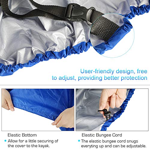 RONGT Kayak Canoe Cover Waterproof Canoe Storage Dust Sunblock Cover Offers UV Protection for Fishing Boat, Hobie Pro Angler, Rowing Shell Paddle Board 7 Sizes - Thumbnail 6