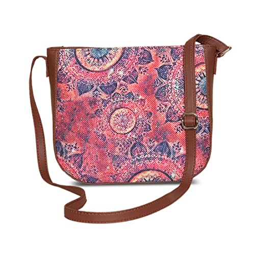 Image of ZOUK Women's Handcrafted Pink Chakra Printed U Shaped Sling Bag