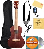 Concert size Mahogany body and neck Walnut fingerboard Geared tuners Satin finish