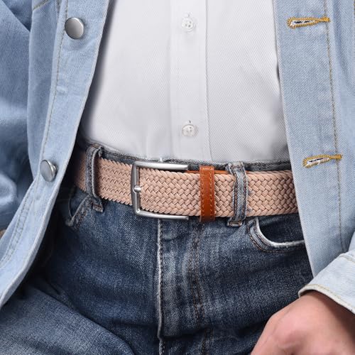 Image of 2pcs Men's Stretch Woven 1.3 inch Wide Elastic Braided Belts