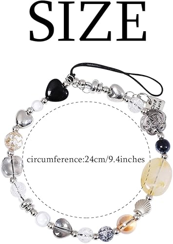 Miniatura 3 de Bonito dije para teléfono celular Y2K estético con cuentas de corazón, correa de muñeca, cuentas de piedras naturales, accesorios hechos a mano para