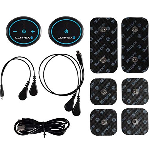Compex Mini Estimulador Muscular Elétrico Sem Fio (EMS) com TENS – 2 PODS – Smartphone Compatível co