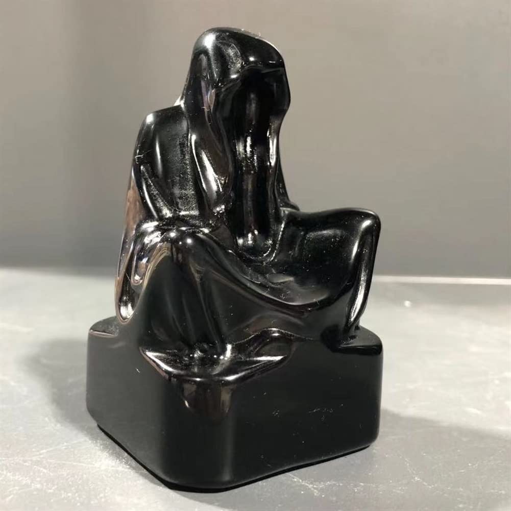 lleno de textura Decoración de cristal 290-330g WizardStatue Piedra natural Figura tallada a mano Adorno de habitación Estatuilla de cristal Reiki Piedra preciosa Decoración de la oficina en el hogar
