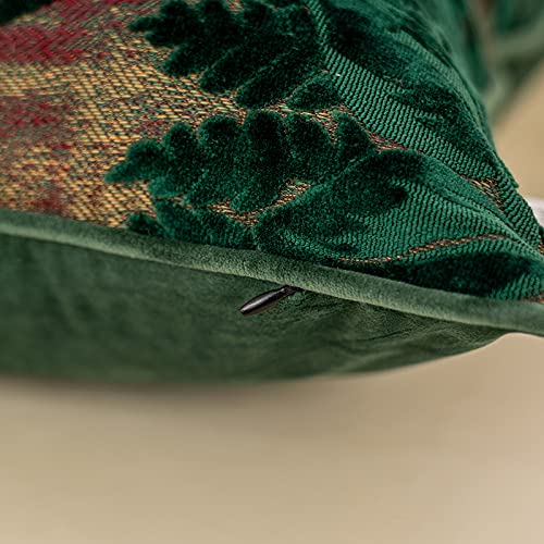 Alerfa 12 X 20 Inch Green Teal Rectangle Maple Leaf Pillow Embroidery Cut Velvet Cushion Case Luxury Modern Lumbar Throw Pillow Cover Decorative Pillow For Couch Sofa Living Room Bedroom Car #TOP4