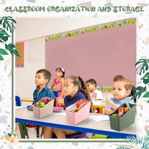 Image of Geetery Plastic Book Bins for Classroom, 50 Pcs, Terrazzo Color