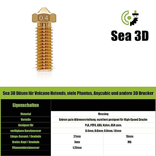 Volcano - 5 ugelli per stampante 3D Nozzle da 0,8