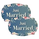 GEEKBEAR Just Got Married Car Magnet (2 Pack) - 13 x 8.7 in (Blue Rose)