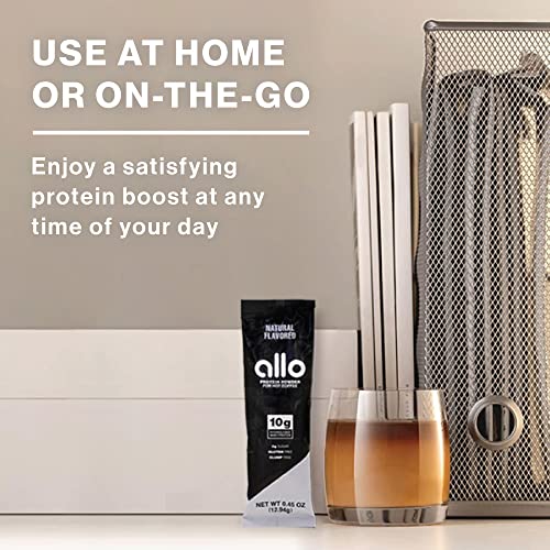 Allo Flavourless Protein Powder For Hot Coffee | Gluten-Free, Clump-Free, Sugar-Free | 10 Grams Of Hydrolyzed Whey Protein Powder | Dissolves In Hot Lattes, Matcha, Tea, Hot Chocolate | 10 Per Box #TOP5
