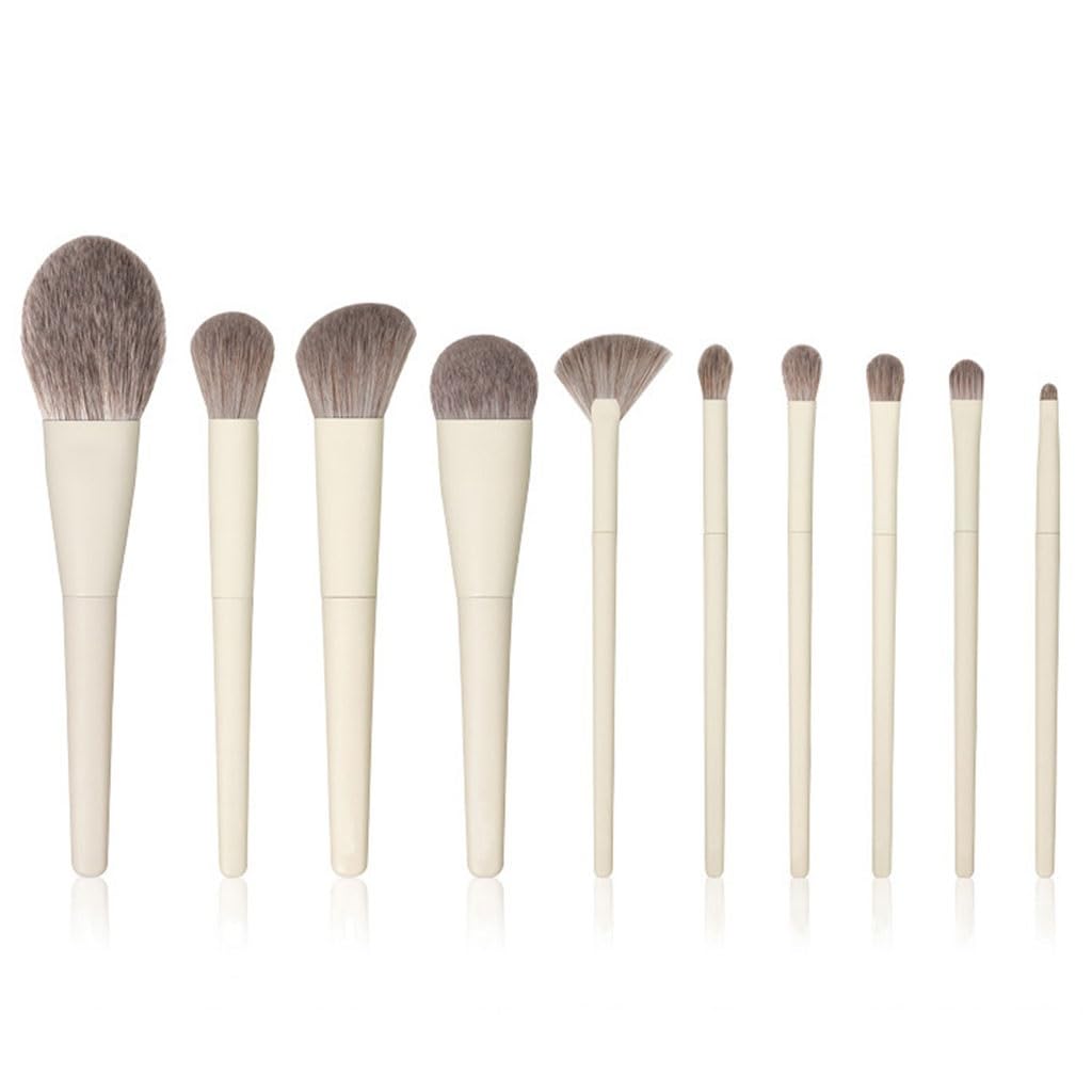 10pcs Makeup Brush Set Soft Fiber Hair Loose Powder Foundation Blush Highlighter Beauty Tools
