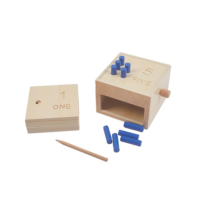 Buy Montessori Wooden Peg Drop Box with Number Wooden 110 Number Peg Boards with 10 Blue Pegs