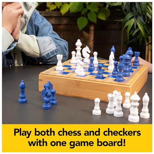 Juego de Mesa Ajedrez y Damas con Caja de Bambú miniatura 3