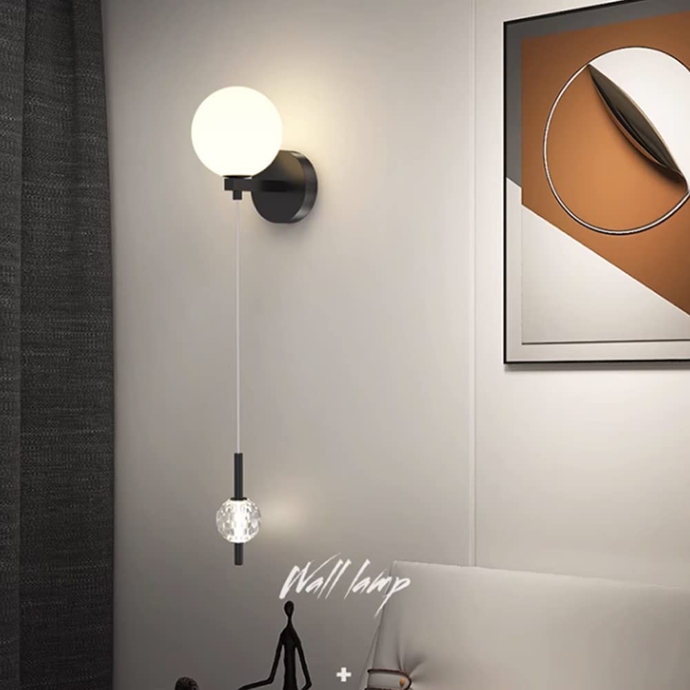 Lampki nocne do pokoju dziecięcego 2 szklane kule kinkiet nowoczesny luksusowy sypialnia dziecięca wystrój pokoju księżniczki lampki nocne kinkiet z 60 cm linkami do zawieszania 3-kolorowe światło