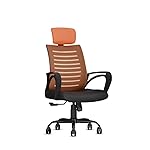 CELLBELL Desire C104 Mesh High Back Ergonomic Office Chair – Adjustable Seat Height, Sturdy Metal Base, Revolving Study & Computer Chair for Work from Home, Orange