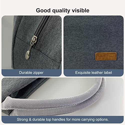 Mziart Lunch Bag For Women Men Reusable Lunch Bags Simple Lunch Tote Bag Modern Insulated Lunch Box Food Container Lunch Cooler Bag For Work Office Travel Picnic (Gray) #TOP3
