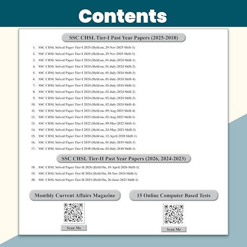 Image of PW SSC CHSL (10+2) Previous Year Solved Papers Tier 1 & 2, English Medium (2026-18) | 20 Year-wise PYQs Till April 2026 | 2100+ Questions with Detailed Solutions