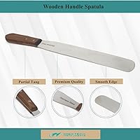 Vista 2 de Espátula de laboratorio dental, instrumento de acero inoxidable, hoja de 12 pulgadas, calidad fina con mango de madera, yeso, alginato, mezcla