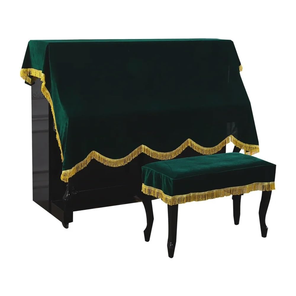 Copertura protettiva per sgabello verticale per pianoforte, in velluto dorato, in tinta unita, mezza copertura antipolvere per mobili da pianoforte (verde, copertura per sgabello doppio)