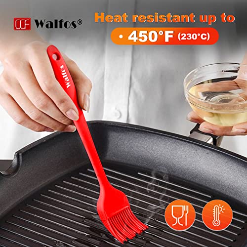 Image of Walfos Silicone Basting Brush Set, 5 Pieces Heat Resistant Pastry Brush, Perfect for Baking,BBQ Grill,Kitchen Cooking,Strong Steel Core and One-Pieces Design,BPA Free and Dishwasher Safe