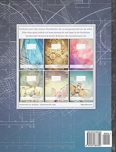 Kariertes Notizbuch • A4-Format, 100+ Seiten, Soft Cover, Register, Mit Rand, „Architektur“ • Original #GoodMemos Quad Ruled Notebook • Perfekt als Tagebuch, Skizzenbuch, Notizheft, Matheheft