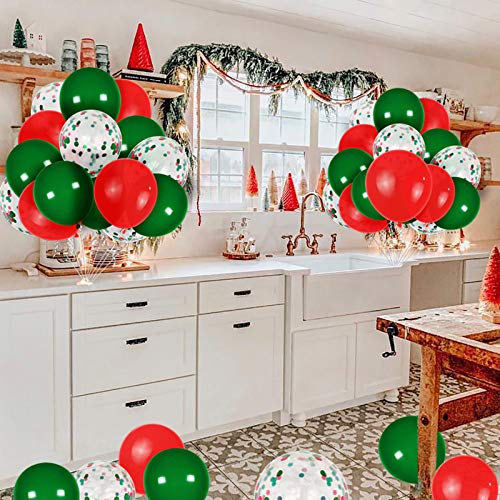 Christmas Balloons Green And Red Balloons 12 Inch 50 Pack Red And Green Confetti Balloons For Christmas Party Decoration #TOP3